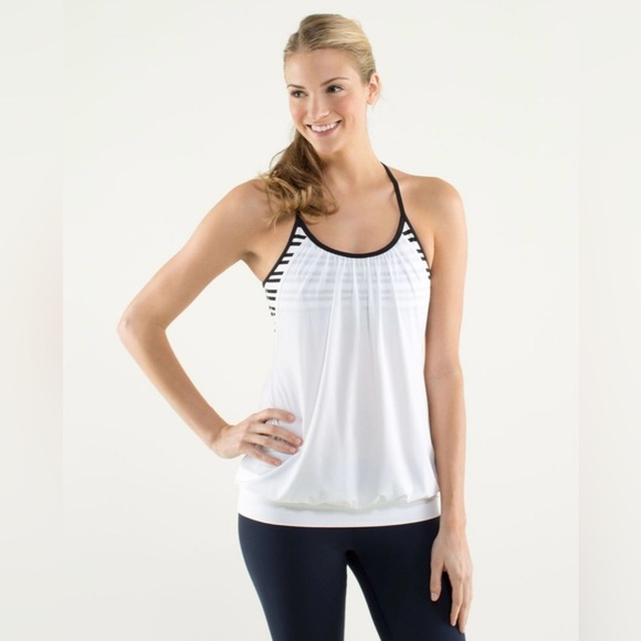 Lululemon | No Limits Tank | White / Twin Stripe Black / Black - Picture 2 of 8